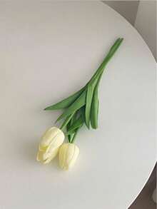 3pcs Artificial Tulip Flowers Home Decor Ornaments Living Room Bedroom Decoration Fake Flowers - Apricot - View 2
