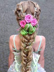 1pc Fashion Synthetic Ponytail With Elastic Hair Tie Golden/Brown Braiding Ponytail Hair Extensions Hair Accessories For Kids, Halloween - Multicolor - View 4