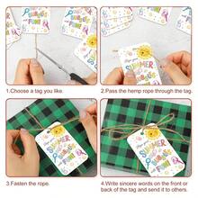 50pcs Summer Theme Gift Tags With Hemp Rope - "Hope Your Summer Bubbles With Fun" Paper Hanging Tags For Birthday Wedding Bridal Shower, Perfect For Gift Wrapping & Party Favor - A - View 6