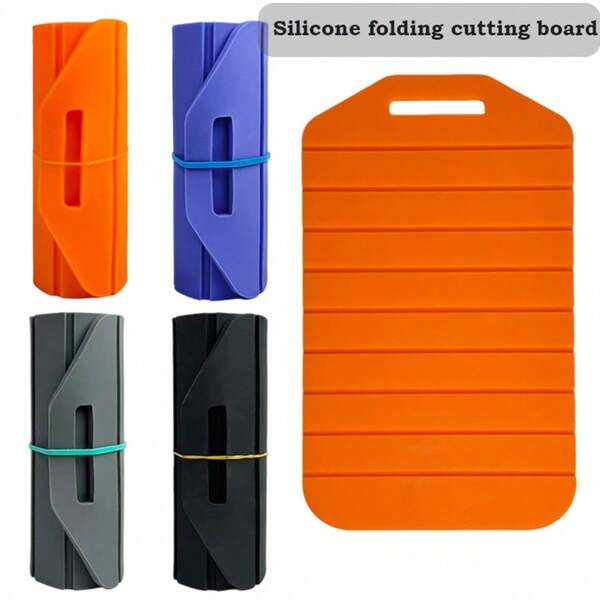 1pc Kitchen Multi-Function Cutting Board - Silicone, Foldable, Non-Slip, Lightweight, 9.53 Inches (24.2 Cm) Cutting Board Outdoor Easy Storage, Reusable Cutting Mat, Space-Saving Design, Easy Food Preparation, Suitable For Travel, RV Cooking, Outdoor, Picnic, Camping Cooking