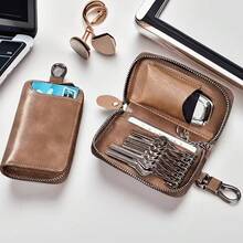 Genuine Keychain Car Key Holder Unisex Key Pouch Multi-Function Storage Wallet Key Case Smart Organizer Car Key Bag Key Storage Pouch Father's Day Gift Mother's Day Gift - Multicolor - View 6