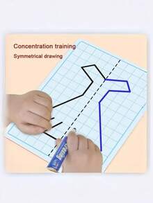 10pcs Reusable Cartoon Grid Symmetrical Drawing Cards, Pen Control Art Training Set, Portable Educational Activity Supplies - Multicolor - View 3