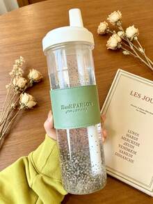 850ml 防摔 PC 材質珍珠奶茶杯，防燙可愛水壺，適用於牛奶、咖啡、茶、果汁等現代簡約飲品，防漏蓋，時尚設計，灰色/粉色/綠色三色可選，適合生日禮物、新年禮物、音樂節禮物、馬拉松能量補給、健身珍珠奶茶伴侶，適用於戶外購物、旅行、露營、運動、徒步、野餐或作為畢業/開學小禮物 - 彩色 - 查看 9