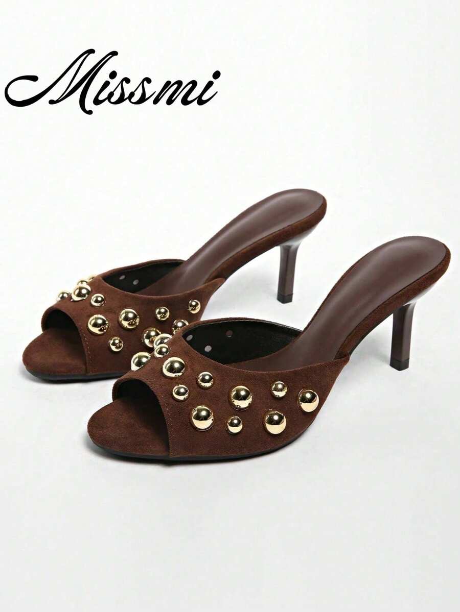 Sandalias de tacón de aguja con punta puntiaguda y punta abierta para mujer, uso exterior de verano, estilo sexy y maduro, zapatos de tacón alto con hebilla y pliegues