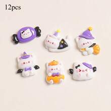 6/12pcs Halloween Witch Cat Fridge Magnets, Pumpkin Cat Fridge Stickers, Essential Kitchen Home Decor, Room And Office Desk Accessories, Cute Resin Cat Fridge Magnets, Halloween Gifts - Multicolor - View 9