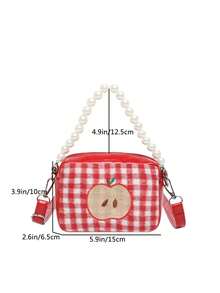 Este nuevo bolso cuadrado con forma de manzana presenta un asa de perla y un diseño único, lo que lo convierte en un regalo perfecto para adolescentes. - Multicolor - Ver 11