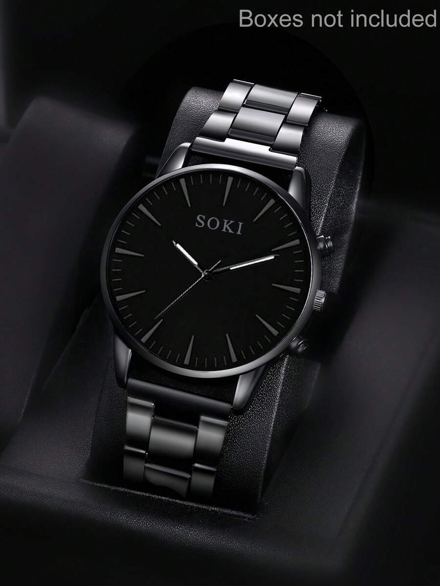 SOKI SOKI Men's Watch, Sporty Fashion Round Dial Quartz Watch, Suitable For Daily Wear, Birthday Gift, Party, Holiday Gathering, Ideal Gift For Yourself Or Friends. Gift Box Not Included.