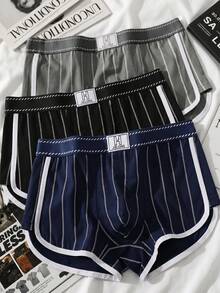 3pcs Casual Striped Men's Underwear Boxer Briefs Shorts - Multicolor - View 1