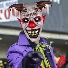 1pc Scary Bell Clown Mask Head Cover Halloween Cosplay Prop - Multicolor - View 3