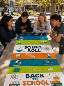 1pc STEM Education Science Theme Table Runner, Fun Polyester Rectangular Lab Party Tabletop Decor, Suitable For Classroom Parties, Adult Group Games, Couple Interaction, Boys & Girls Activities And Team Building Supplies - Multicolor 1 - View 10