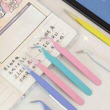 2件、6件裝 紫色不鏽鋼鑷子（紫色不鏽鋼直鑷與彎鑷）DIY手工工具 - 多色 - 查看 3