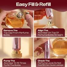 5ml Travel Perfume Bottle Refillable Atomizer Sprayer Perfume,Leakproof Perfume Atomizer Travel, Portable Refillable Perfume Bottles, (Blue, Black, Pink, Gold) - 藍色,粉紅色,金色,銀色 - 查看 6