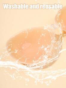 Thickened Silicone Push-Up Invisible Bra Pads, Thickened Cup Design For Small Breasts To Easily Enhance Size, High-Adhesion Silicone Fits Skin Firmly Without Slipping, Seamless And Skin-Friendly To Prevent Exposure And Nipple Show, Soft Breathable And Washable For Repeated Use, Suitable For Wedding Dresses, Evening Gowns, Strapless Backless Outfits, Swimwear, Daily Dating And Vacation Invisible Breast Pads - Apricot - View 6