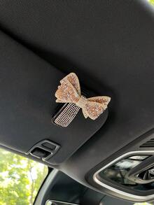 1pc Shiny Rhinestone Bow Car Sun Visor Glasses Clip, Glasses Clip, Car Fashion Glasses Clip - Multicolor - View 19