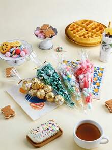 50pcs/100pcs/Pack OPP Bags, Transparent Triangle Candy Food Bags For DIY Wedding Birthday Party, Suitable For Chocolate, Cookies, Bulk DIY Candy Bags, Wedding Favors, Birthday Party Decoration, Perfect For Baking, Pastry And Snack Packaging, Gift Bags - OPP Bag - View 1
