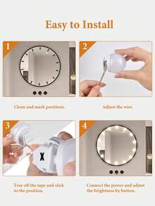 1pc Multi-Size Makeup Mirror Light, LED Makeup Mirror Bulb, USB 3-Color Makeup LED Mirror Light, Makeup Mirror Bathroom Lighting, Adjustable Brightness & Color Temperature, Rotatable Wire Organizer, 6/10/12/14 LED Options - Multicolor - View 10