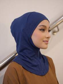 1PC Women's Fashion Solid Color Elastic Chin Strap Under Cap Head Scarf - 063- Blue - View 3