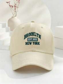 1件 Y2K 中性刺繡字母 BROOKLYN NEW YORK 防曬透氣時尚棒球帽，適合日常戶外旅行遮陽 - 米色 - 查看 6