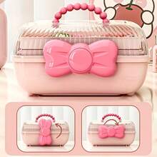 1pc Fashionable Cosmetics Storage Box, Bow Tie Multi-Layer Storage Box, Handheld Desktop Storage Container, Made Of Sturdy Plastic. Make It An Ideal Storage Organizer For Jewelry, Hair Accessories, And Cosmetics - Multicolor - View 2