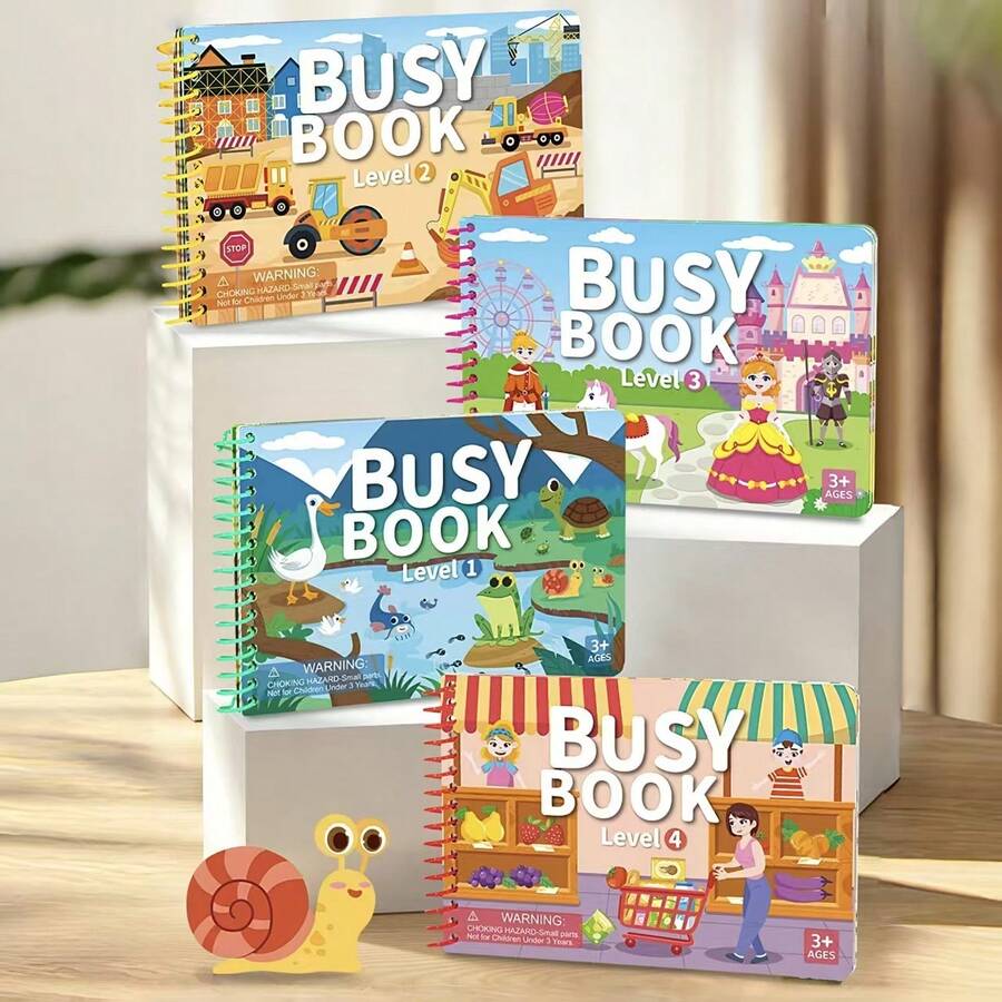 Fun Children's Busy Quiet Book, Multiple Themes With Reusable Stickers, Durable Material, Interactive Learning Aid For Home And Classroom, Improves Fine Motor Skills And Cognitive Abilities, Essential Back-To-School Gift For Kids - Multicolor - View 1