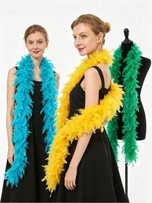 200-Centimeter Ultra-Long And Soft Imitation-Feather Boa, Colorful Feather Scarf, Suitable For Halloween Costumes, Solo Parties, Role-Playing, Clothing, Carnival, Wedding Photo Props, Theme Party Decorations, Reusable Lightweight Plush Accessories - A - View 21