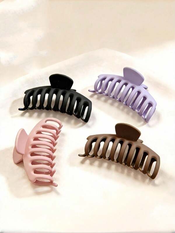 1/4pcs Matte Claw Hair Clips, Elegant Minimalist Style, Fashionable Versatile Solid Color Hair Claws, Soft Grip And Firm Hold, Protects Back Hair, Suitable For Women In Spring And Autumn, Fits Thick And Thin Hair, Can Be Used For School, Washing, Makeup, Great Gift For Girls, Ideal For Valentine's Day, Mother's Day, Holidays And Other Occasions (Purple, Black, Pink, Brown)