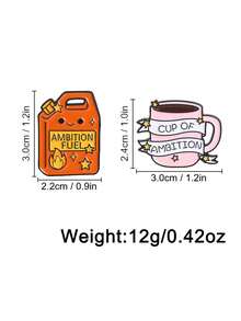 Ignite Your Ambition Gasoline Tank And Coffee Cup Metal Badge, One For Powering Up And One For Daily Motivation, Suitable For Goal-Seekers' Daily Packaging Decoration - Multicolor - View 8