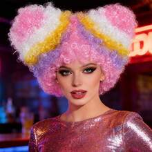 Colorful Double Ponytail Wig For Women Pink Purple Yellow For Women Cosplay Wig - Multicolor - View 8