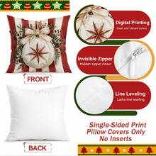 4pcs/1pc Red And White Striped Merry Christmas Theme Pattern Pillowcase Without Insert, Single-Sided Printed Pillowcase, Suitable For Living Room Bedroom Home Decor, All Seasons Pillowcase - Multicolor - View 4