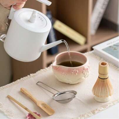 Juego de 1/7 piezas de cuencos para matcha con relieve de flores de cerezo, juego de herramientas para batir té con pico, cuenco para ensalada, batidor de té