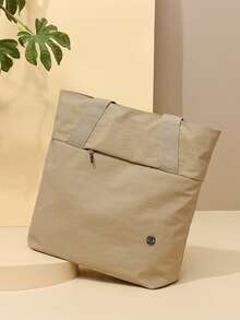 Daily Minimalist Men's Large Capacity Multifunctional Versatile Tote Bag Handbag Shoulder Bag College Student School Bag,Beach Bag,Y2k - Khaki - View 4