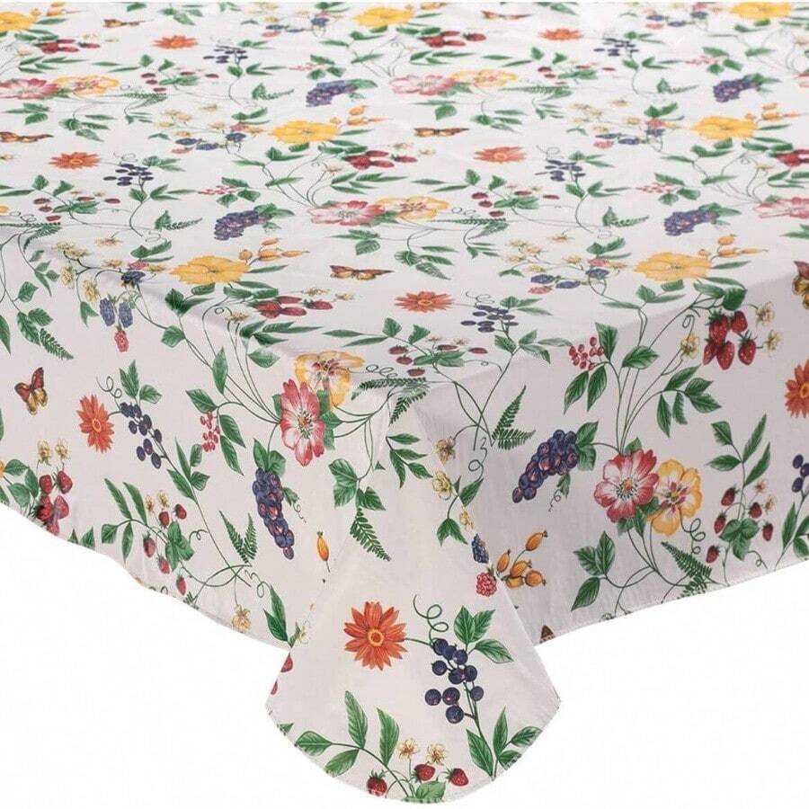 Mantel de vinilo jardn encantado con interior o exterior de franela - Redonda, 177,8 cm - Ver 1