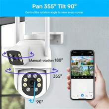 4MP Dual Lens Outdoor Security Camera, 5G WiFi Smart Monitoring Camera, Color Night Vision, Two-Way Audio, AI Motion Tracking PTZ, Dual Monitoring Screen, Wireless Surveillance Video System - Multicolor - View 7