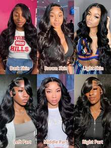 13x4 Body Wave Lace Front Wigs Human Hair 250% Density 24 Inch HD Lace Front Wigs Human Hair Pre Plucked Glueless Wigs Human Hair For Women Frontal Wigs With Baby Hair Natural Color - Natural Black - 查看 7