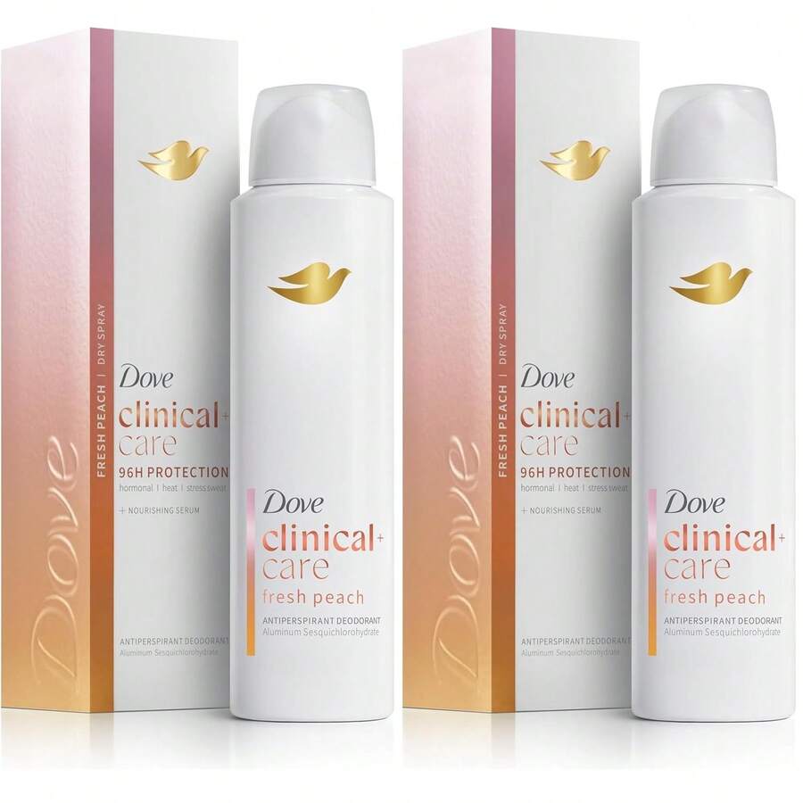Dove Clinical + Care Antiperspirant Deodorant Dry Spray For Women Fresh Peach With Nourishing Serum 3.8 Oz-Father's Day - 3.8盎司(2包) - 查看 1