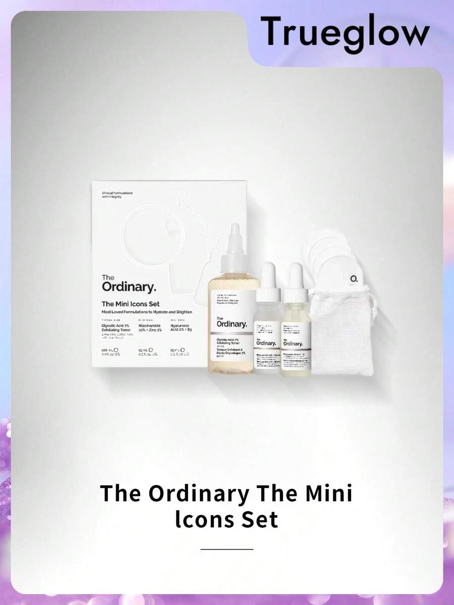 The Ordinary Mini Icons 迷你保養套組 菸鹼醯胺+鋅 透明質酸+B5 乙醇酸化妝水 溫和去角質 亮白 平衡油脂 旅行入門組 附可重複使用棉片 - Hyaluronic Acid B5+ Niacinamide Serum + Glycolic Acid Toner - 查看 1