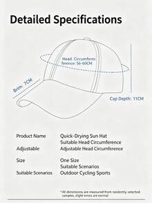 [1pc] Men's Breathable Mesh Quick-Dry Baseball Cap, Large Sun Protection Hat, Outdoor Fishing Sports Sun Hat, Father's Day Gift - Multicolor - View 8
