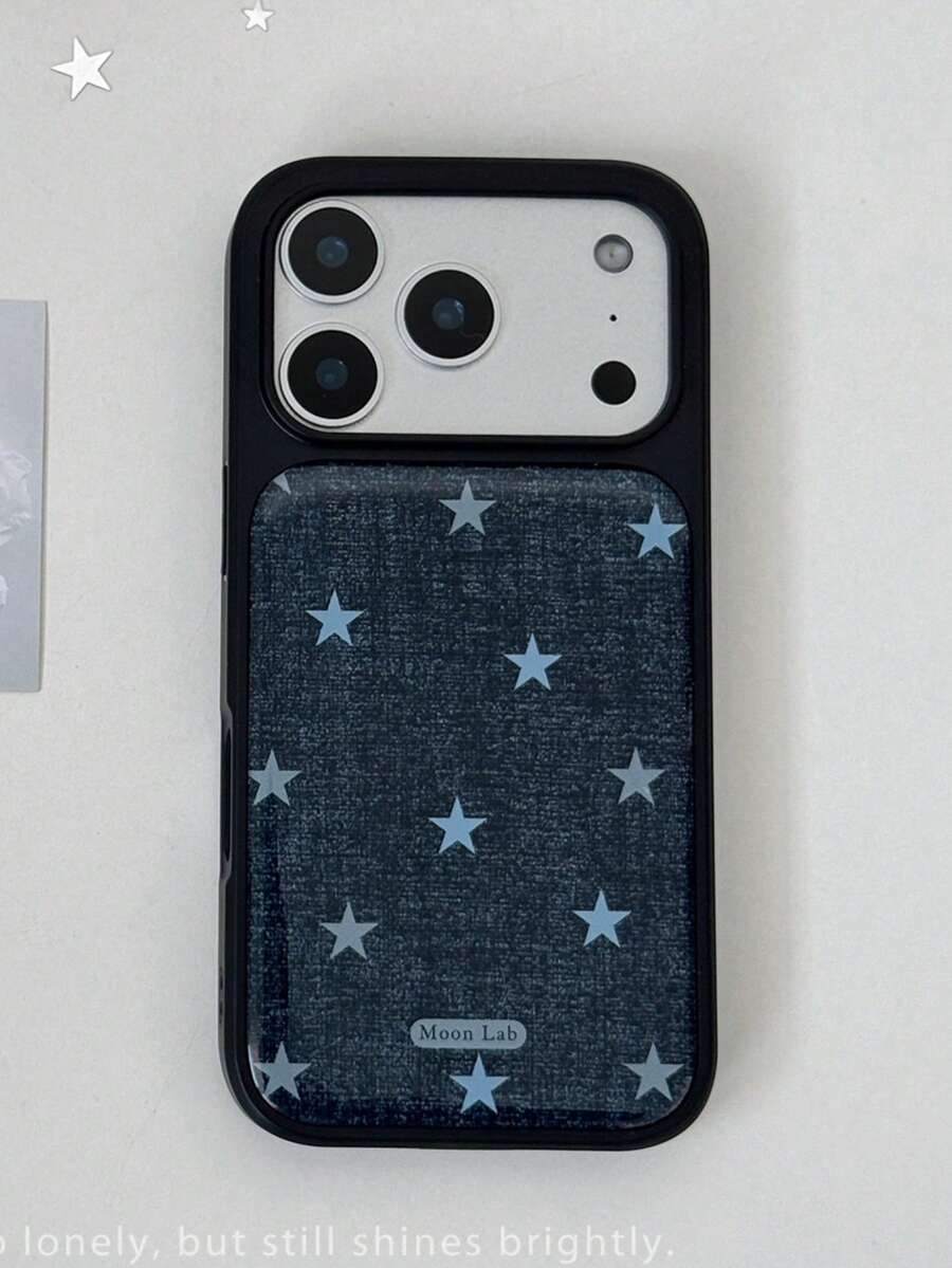 1pc Denim Basic Premium Horizontal Stripes Phone Case Compatible With IPhone 18 Pro Max 17 16 15 13 12 11 Pro Max Plus Air Soft Silicone Back Cover - Cowboy Stars - View 1