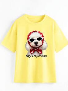 Custom T-Shirt. Custom Women's Top. Personalize With Text And Photos. Upload Your Photos (Patterns/Logos/Couple Photos/Family Sports - Yellow - View 2