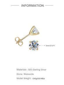 AnlaScheer 1件 0.03-0.5ct 莫桑石 925純銀全鋪滿平背螺旋耳軟骨穿刺耳環，女款訂婚婚禮新娘珠寶 - 金色 - 查看 9