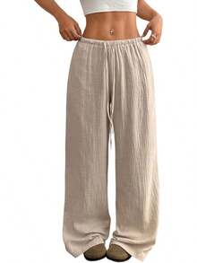 Pantalones Palazzo de Pierna Ancha para Mujer Acelitt, Pantalones Casuales Holgados para Descanso, Pantalones de Playa con Bolsillos (Demasiado Grandes, Por Favor, Elija una Talla Menor) - Negro - Ver 5