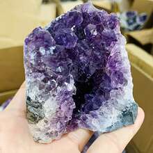 1pc AA+ Grade Natural Amethyst Cluster With Crystal Sprouts, Perfect For Crystal Display And Collection, Natural Earth Beauty, Excellent Home Decor Choice, Suitable For Valentine's Day, Christmas And Other Occasions, Also A Great Gift, Including Crystal Gifts For Parents - Purple - View 5