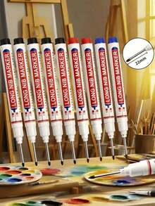 5pcs Large Tip Permanent Markers - Waterproof,Suitable For DIY Crafts - Medium Tip Size, Wood, Plastic, Glass, Metal, Artificial Leather, Construction Tools & More, Stylish Pen Design With Waterproof Ink, Woodworking Tools Back To School(Random Color - one-size - View 2