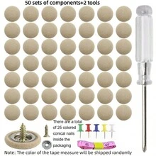 TRTY 52pcs Car Roof Lining Repair Button Stud Kit, Includes Auxiliary Tools. Automatic Convertible Top Snap Rivets, Universal Car Roof Snap Fastener Fixers, With Installation Tools, Suitable For All Vehicles (Gray/Beige Flannel), Also An Ideal Holiday And Birthday Gift - Headliner Maintenance Button Pin Kit - View 14