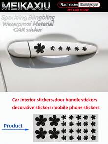 MEIKAXIU 1 Set Waterproof Beautiful Sparkling Flower Bling Bling Car Door Handle Covers, Interior Car Stickers, Small Decorative Stickers, Phone & Computer Stickers, Non-Paper Car Decals For Women - Golden Flowers - View 13