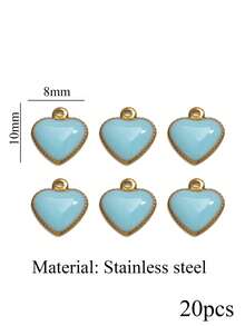 20pcs Stainless Steel 18K Gold Plated Pendants: Red Heart Shaped Pendant, Earrings, Bracelet And Necklace - DIY Jewelry Making Supplies - Pendants - View 11
