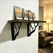 2pcs Branch-Shaped Metal Shelf Brackets, Creative L-Shaped Metal Support, Space-Saving Design, Wall-Mounted Installation (Drilling Required), Suitable For Kitchen, Bathroom, Living Room, Bedroom And Balcony Decoration And Practical Shelving - A - View 3