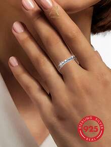 Anello regolabile in stile punk hip-hop in argento 925 con resina nera cava per donne - argento antico - Visualizzare 7