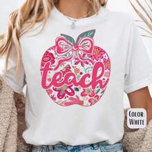 Preschool T-Shirts, Summer T-Shirts For Women, Graphic Print T-Shirts For Women, Casual Short Sleeve Crew Neck T-Shirt, 1 Fashion T-Shirt, 180g, 100% Cotton. - 學前教師襯衫006 - 查看 12