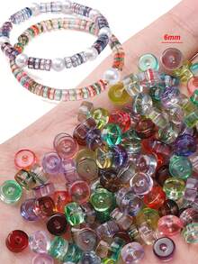 beadia 30-60g Perles d'espacement en verre transparent bicolore de 6mm, perles d'espacement de diverses couleurs pour la fabrication de bijoux DIY bracelets colliers boucles d'oreilles - perle - Voir 6